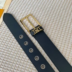 Essenceofluxury Mens Belts Louis Vuitton Vendome Leather Belt in Black 35MM A175PP240 AA201886