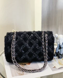 Essenceofluxury Womens Handbags Chanel Black Shearling Flap Bag A103PP1480 AA201976