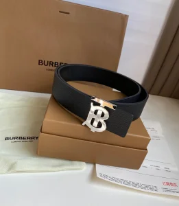 Essenceofluxury Mens Belts Burberry TB Belt in Black Leather 35MM A175PP240 AA202491