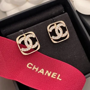 Chanel Crystals CC Logo Earrings 