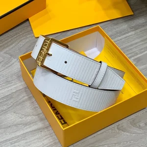 Fendi White Leather Belt 38MM