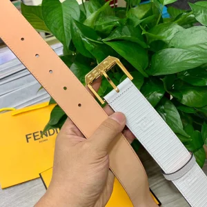 Fendi White Leather Belt 38MM
