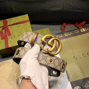 Gucci GG Marmont Eyelet Canvas Belt 40MM