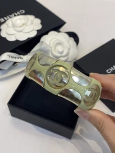 Chanel CC Logo Bangle Bracelet Green