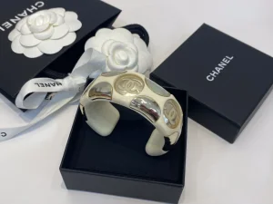 Chanel CC Logo Bangle Bracelet Yellow 