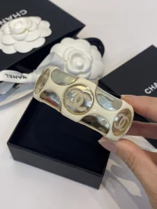 Chanel CC Logo Bangle Bracelet Yellow