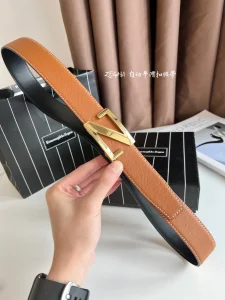 Zegna Logo Leather Belt Brown Black 35MM