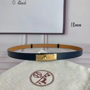 Hermes Kelly 18 Leather Belt Blue 18MM