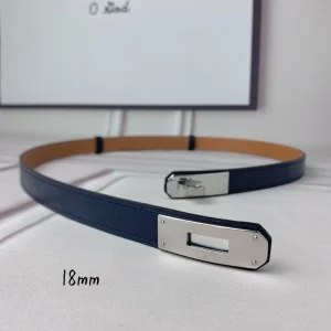 Hermes Kelly 18 Leather Belt Blue 18MM