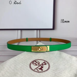 Hermes Kelly 18 Leather Belt Green 18MM