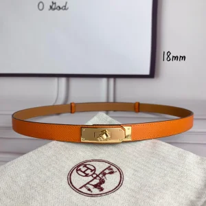 Hermes Kelly 18 Leather Belt Orange 18MM