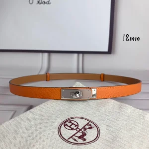 Hermes Kelly 18 Leather Belt Orange 18MM