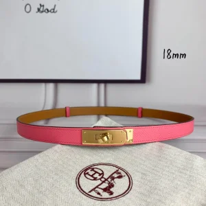 Hermes Kelly 18 Leather Belt Pink 18MM