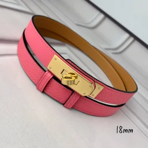 Hermes Kelly 18 Leather Belt Pink 18MM