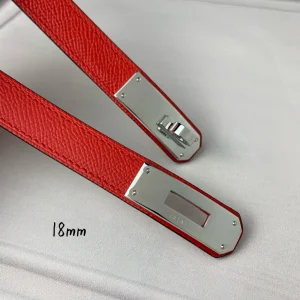 Hermes Kelly 18 Leather Belt Red 18MM