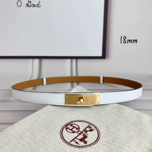 Hermes Kelly 18 Leather Belt White 18MM