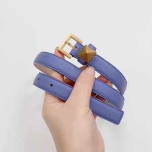 Valentino One Stud Leather Belt Blue 20MM