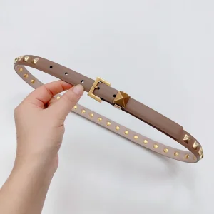 Valentino One Stud Leather Belt Nude 20MM
