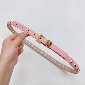 Valentino One Stud Leather Belt Pink 20MM