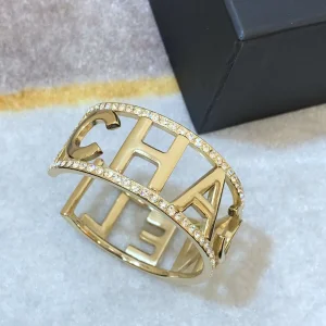 Chanel CC Logo Gold Crystal Bracelet
