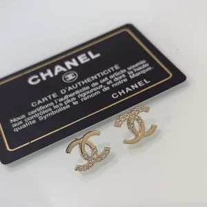 Chanel Crystal CC Gold Earrings