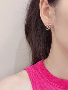 Chanel Crystal CC Gold Earrings