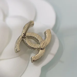Chanel Crystal CC Gold Earrings