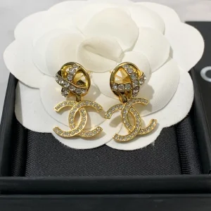 Chanel Crystal CC Logo Earrings