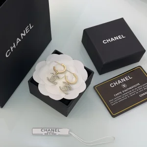 Chanel Crystal CC Logo Earrings