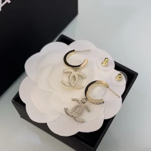 Chanel Crystal CC Logo Earrings