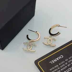 Chanel Crystal CC Logo Earrings