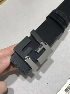 Fendi FF Logo Black Leather Belt 38MM