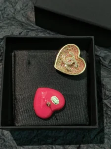 Chanel Crystal CC Heart Earrings