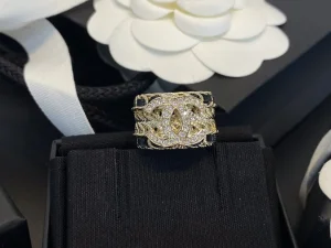 Chanel Crystals CC Rings Black