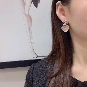 Chanel Crystal CC Heart Earring