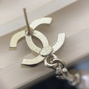 Chanel Crystal CC Heart Earrings
