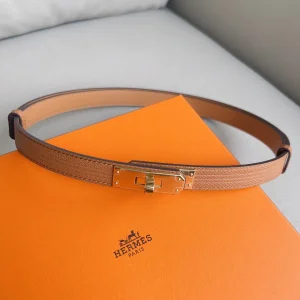 Hermes Kelly Buckle Leather Belt Brown