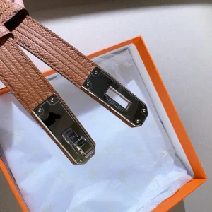 Hermes Kelly Buckle Leather Belt Brown