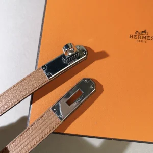 Hermes Kelly Buckle Leather Belt Brown