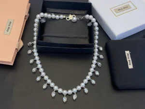 Miu Miu Pearl and Crystals Necklace