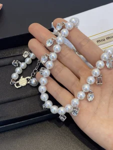 Miu Miu Pearl and Crystals Necklace