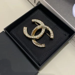Chanel Crystal CC Logo Brooch