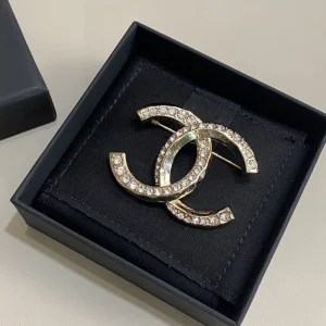 Chanel Crystal CC Logo Brooch