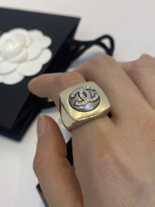 Chanel Crystal CC Gold Rings