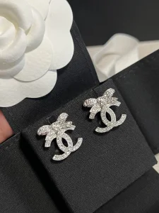 Chanel Crystal CC Bowknot Earrings