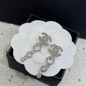 Chanel Crystal CC Drop Diamond Earrings