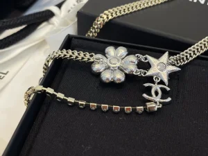 Chanel Diamond Flower Chain Necklace