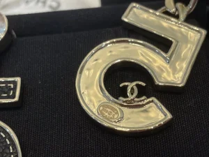 Chanel Leather No5 Earrings Black