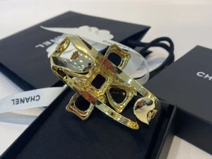 Chanel CC Cross Bangle Bracelet Black