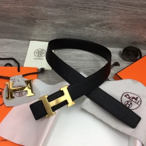 Hermes Constance H Leather Belt Black 38MM